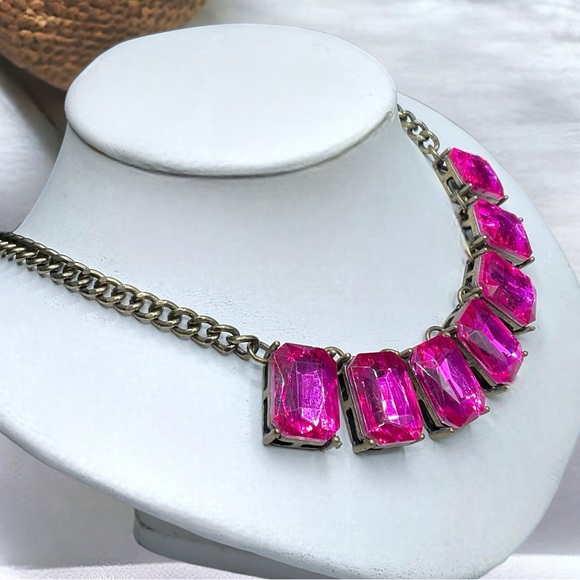 🌺Vintage Pink/Magenta GLASS Necklace - Picture 11 of 13